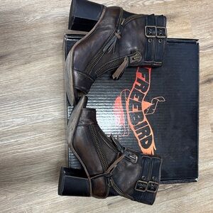 Freebird Women's Brown Ankle Boots with Buckles